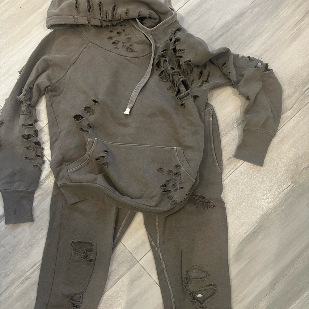 NSF sage/army green Textured Hoodie and joggers